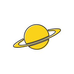 Yellow Planet with Rings Icon.