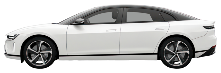 PNG White EV family sedan car automobile vehicle.