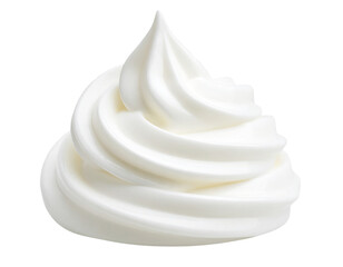  Tall Spiral of Whipped Cream Frosting with Pointed Tip, Soft Shadows, Transparent Background