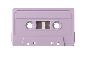 Obraz premium Purple audio cassette tape isolated on transparent background, representing nostalgia, music, and retro technology