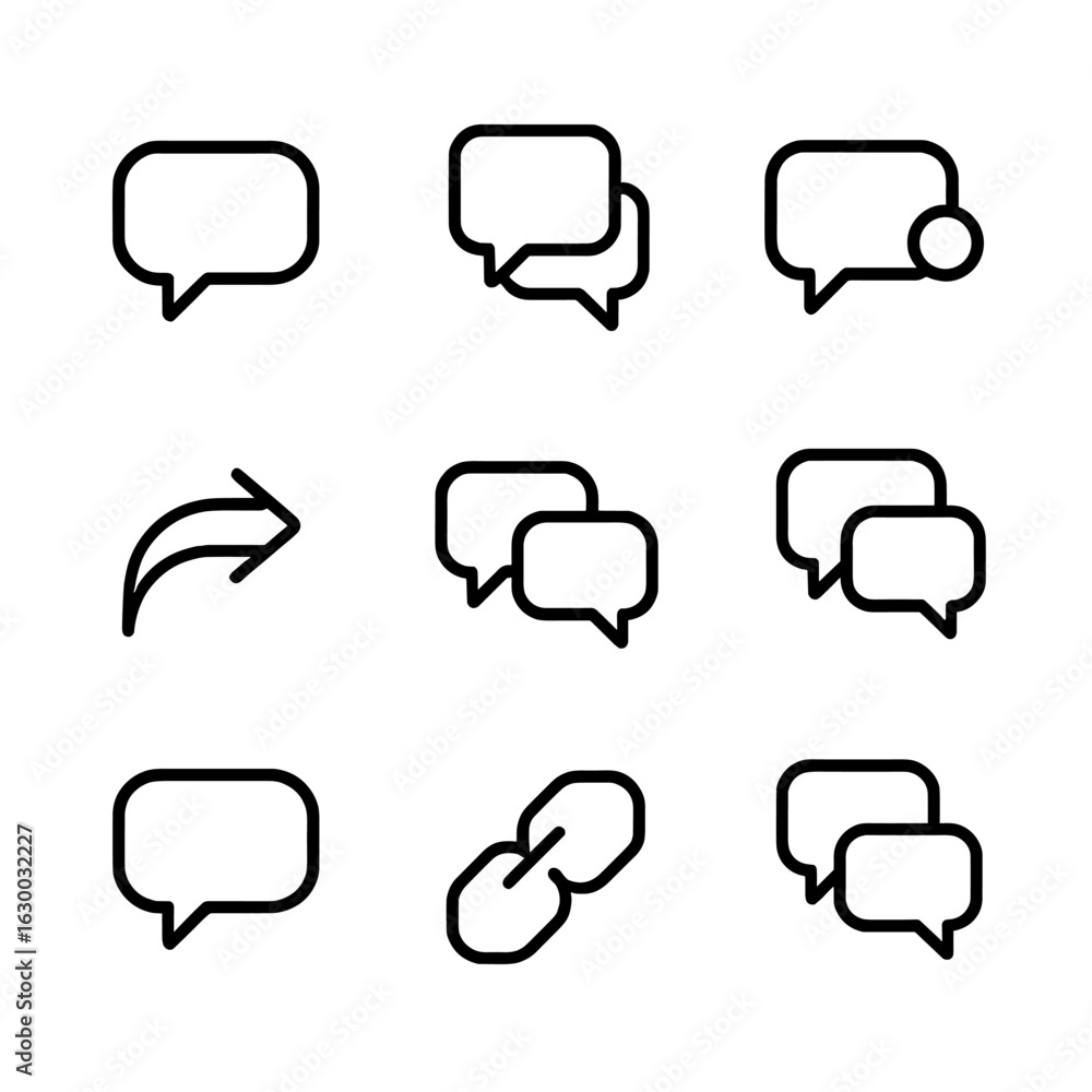 Poster digital communication icons. outline icon set of threads digital communication: message bubble, chat