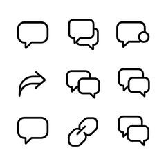 Obraz premium Digital Communication Icons. Outline icon set of threads digital communication: message bubble, chat thread, notification, reply