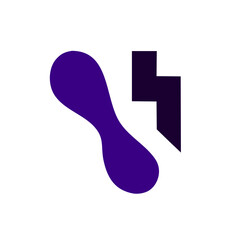 Obraz premium Minimalist cyber-organic vector logo combining a sage green fluid curve with a sharp black digital line, symbolizing innovation, motion, and connection in modern branding design.