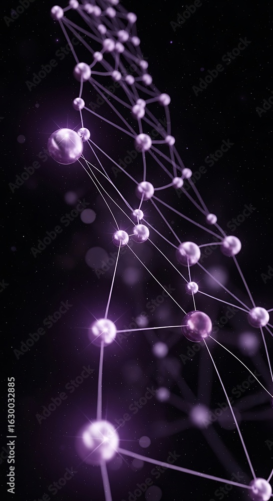 Poster abstract digital network structure with glowing spheres connected by lines