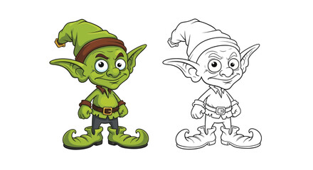 Obraz premium Tiny Goblin Cartoon Coloring Page for Children Whimsical Fantasy Creature Fun