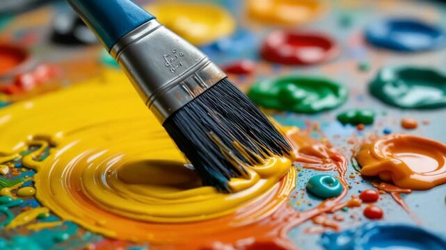 oil painting brush mixing colors video