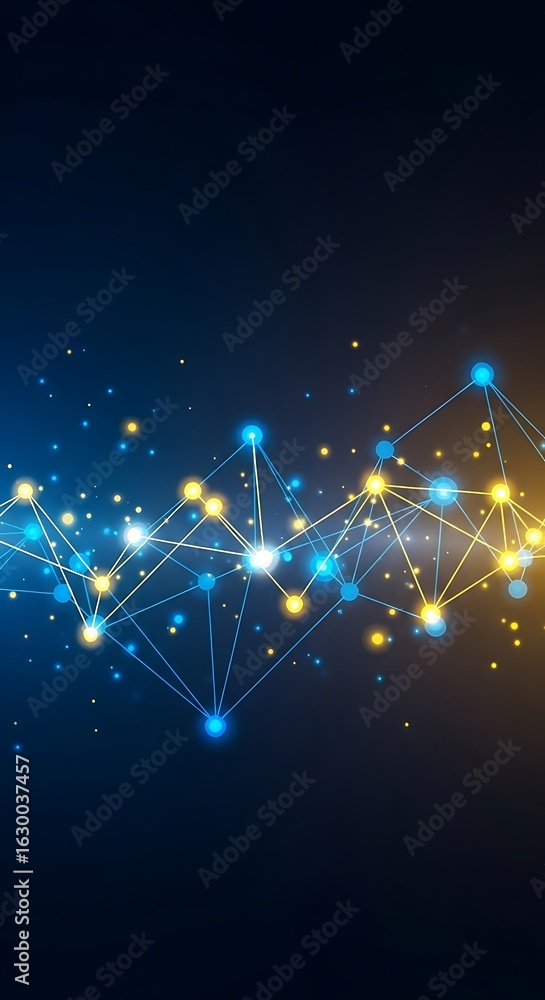 Poster abstract network connections glowing data flow with bright lights