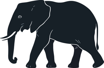 Fototapeta premium Vector art of silhouette of an elephant walking gracefully a majestic creature in the african savanna a symbol of strength and wisdom