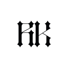 RK monogram logo design letter text name symbol monochrome logotype alphabet character simple logo