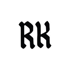 RK monogram logo design letter text name symbol monochrome logotype alphabet character simple logo