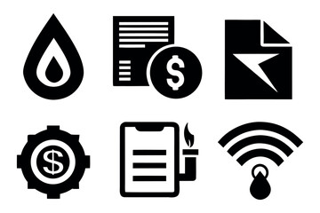 Set of five monochrome icons for user interface design