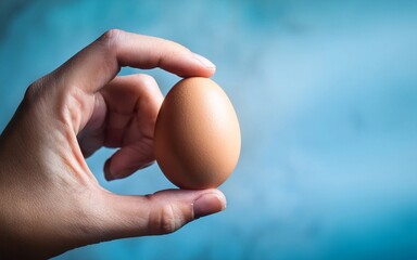 mano sostiene un huevo. concepto de salud, proteinas saludables