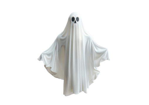 white halloween ghost isolated on white or transparent png