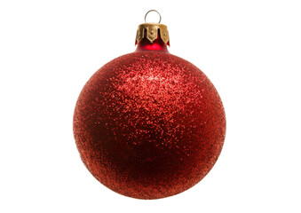 red glitter christmas ball isolated on white or transparent png