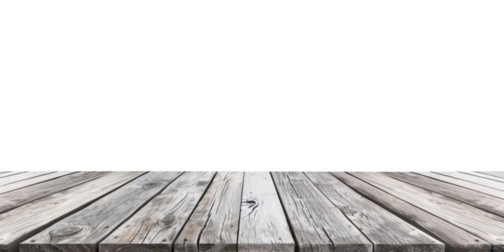 bright wooden planks table foreground isolated on white or transparent png