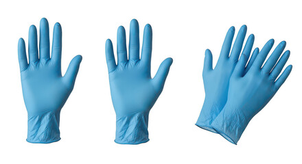 Fototapeta premium Blue surgical gloves medical protection isolated on transparent background