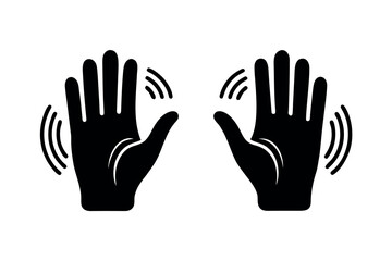 Fototapeta premium Two simple line art icons depicting a waving hand and a thumbs up gesture