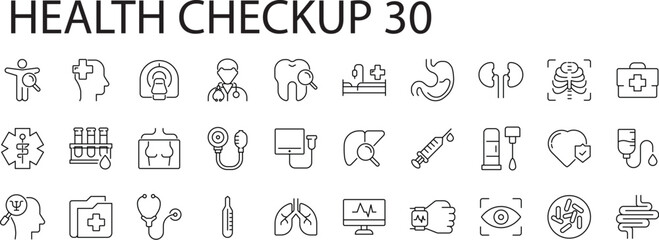 Health checkup icon set. 