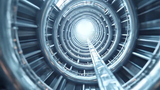 Elevator Ascending in Modern Building Interior Low Angle