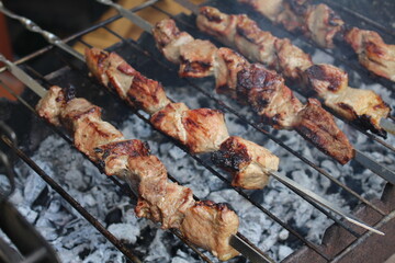 juicy barbecue at home on the grill