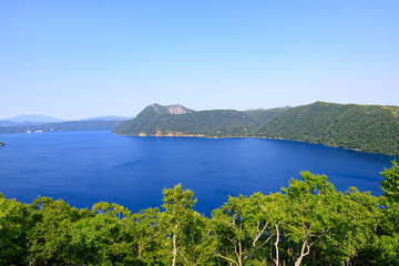 Lake Mashu, Panoramic View of Serene Blue Lake in Hokkaido's Caldera