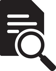 Silhouette vector of a magnifier over a document representing search, analysis, and data inspection in EPS format.