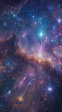Outer space scene with vibrant nebula and bright stars, representing astronomy, galaxy exploration, and cosmic wonder