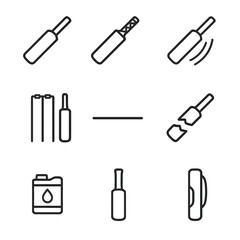 Fototapeta premium Cricket Bat Icon Set. Outline icon set of cricket bats: cricket bat shape, bat grip texture, bat swing motion, bat and wicket icon