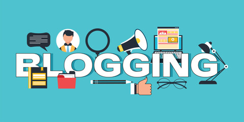 Blogging word concepts banner design