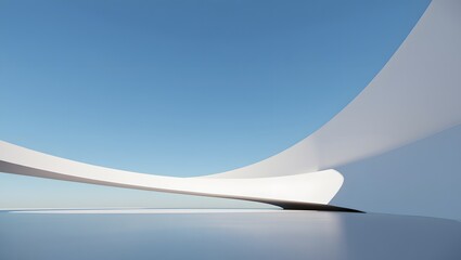 Abstract Architectural Curves Reflecting in Blue Water