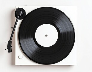 Obraz premium Modern White Vinyl Record Player On White Background