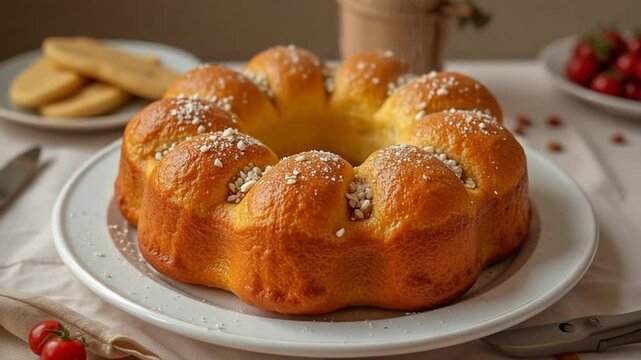  Rosca de Reyes served authentically on a plate

