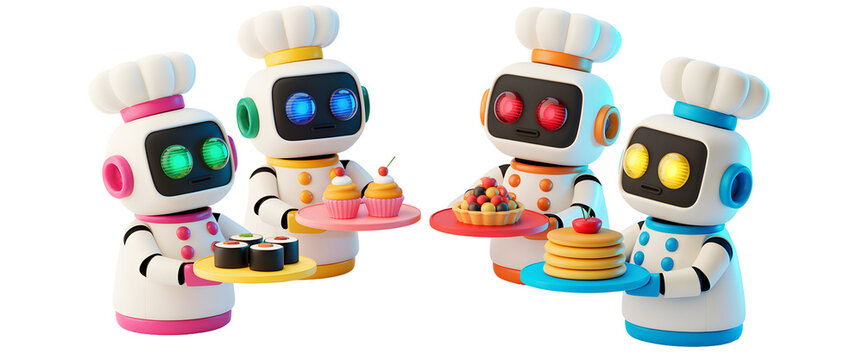 Robotic chefs showcase delicious treats, promising futuristic culinary delights and automated food service innovation.