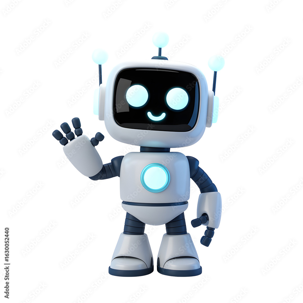 Aufkleber friendly robot waving hello, perfect for technology and ai concepts, making connections with audienc