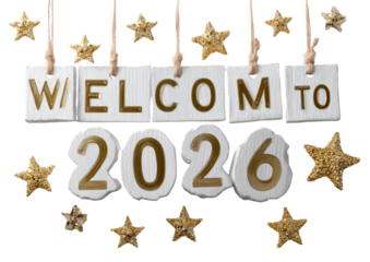 Welcome to 2026, festive, hanging signs