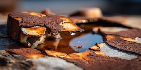 textures of rust and peeling paint on the body of an old abandoned junk car