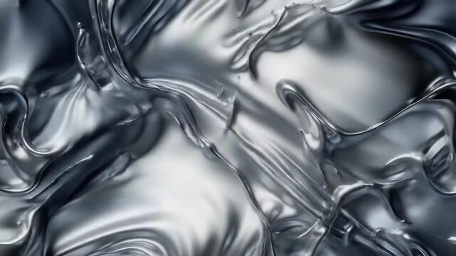 Abstract liquid silver texture with metallic flow and smooth surface