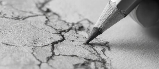 Pencil point shading details, creating textured art in monochrome tones