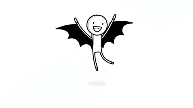 Jumping Cartoon Bat Character Flying Upwards