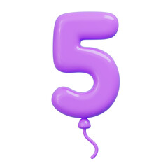 Balloon shaped like the number 5
