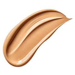 A smooth creamy cosmetic foundation makeup swatch with a rich tan color isolated on transparent background