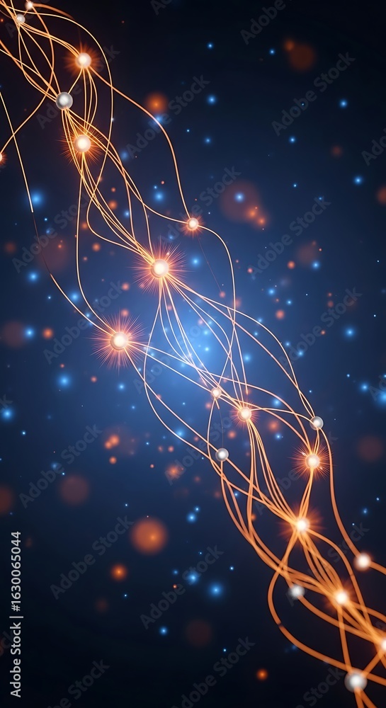 Aufkleber abstract neural network connections showing complex data flow with glowing light particles