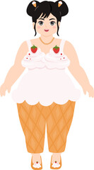 Cartoon of Girl in Ice Cream Outfit.