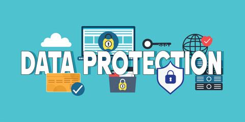 Data protection word concepts banner with icons