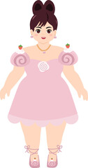 Cartoon Illustration of Character in Swiss Roll Dress