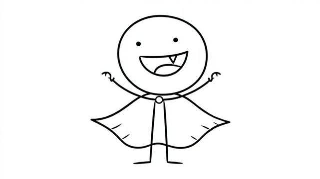 Cheerful Vampire Cartoon Character Spreading His Cape