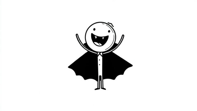 Smiling Vampire Cartoon Character With Flowing Cape