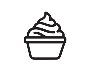 Cold ayran glass icon in clean flat line art