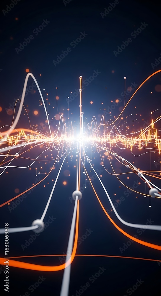 Poster captivating visual representation of digital data flow and network connectivity