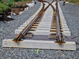 A track switch allows trains to cross from one track to another. Tracks branch or converge....